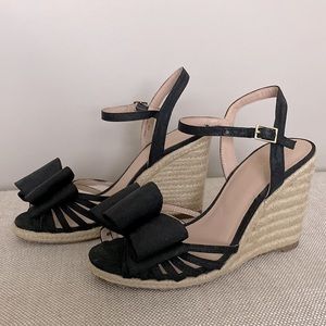 Kate Spade Peep Toe Grosgrain Bow Wedge Sandal